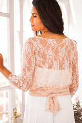 Rose quartz wedding top – Frida Lace Bolero