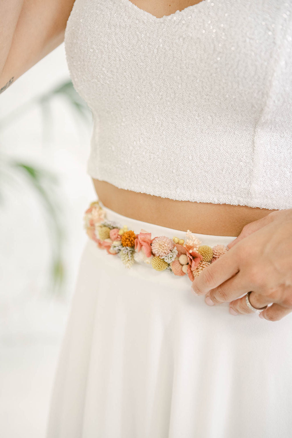 Cinturón de flores preservadas para novia | Cinturón floral boho