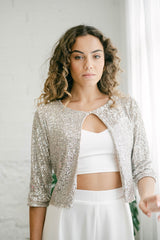 Sequin Long Sleeve Bridal Top