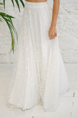 Falda de Novia Boho con Tul de Flores Bordadas