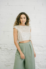 Pantalón Palazzo Amplio Tiro Alto Verde Oliva