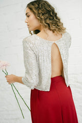 Sequin Long Sleeve Bridal Top