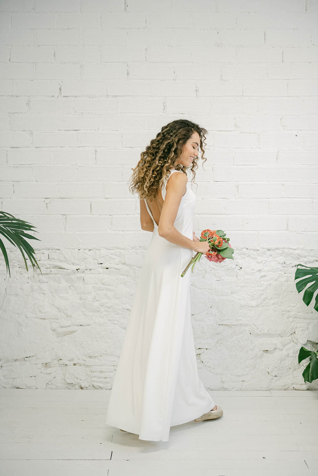 Long Wedding Dress with Open Back