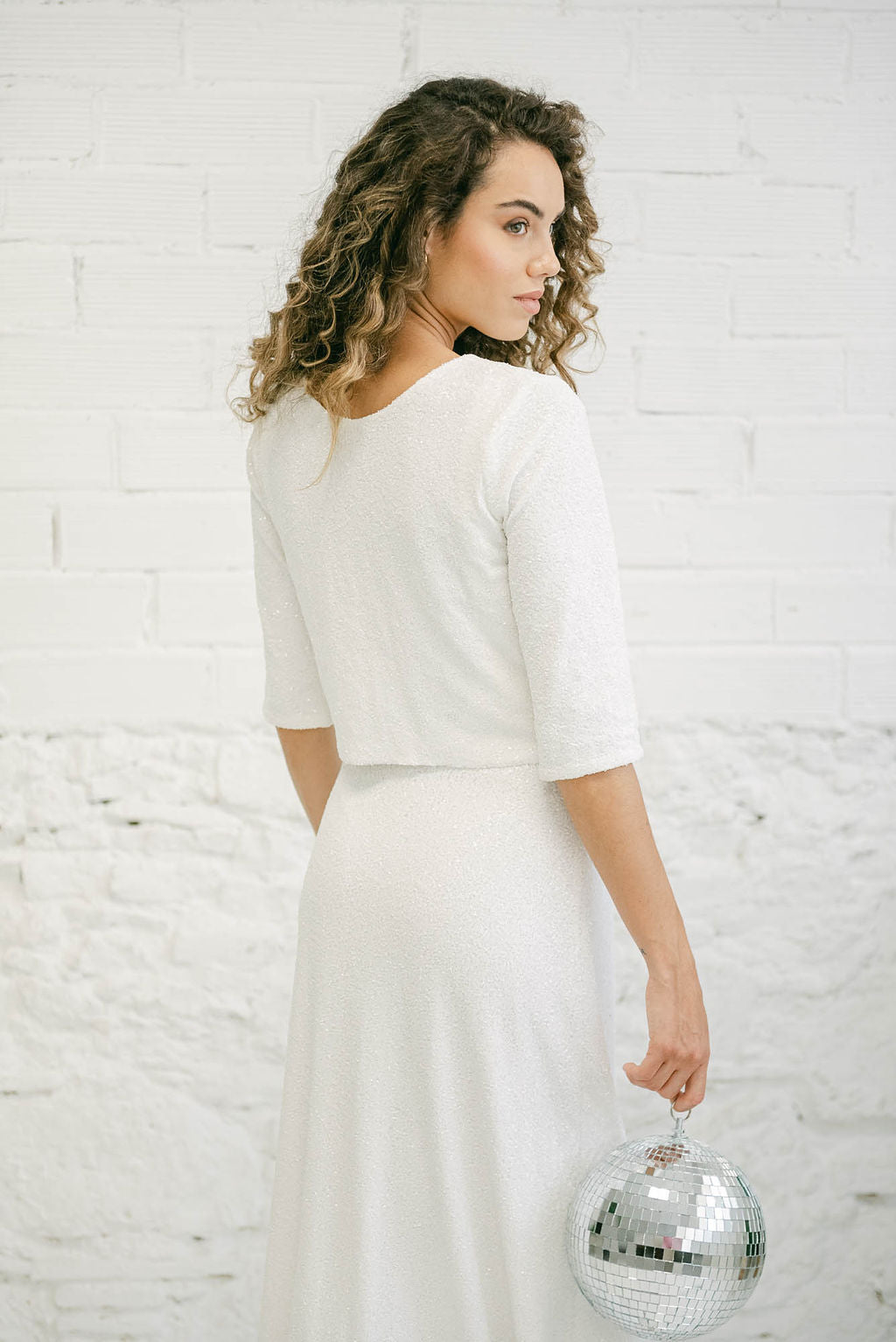 Sequin Wedding Dress with Long Sleeve Top