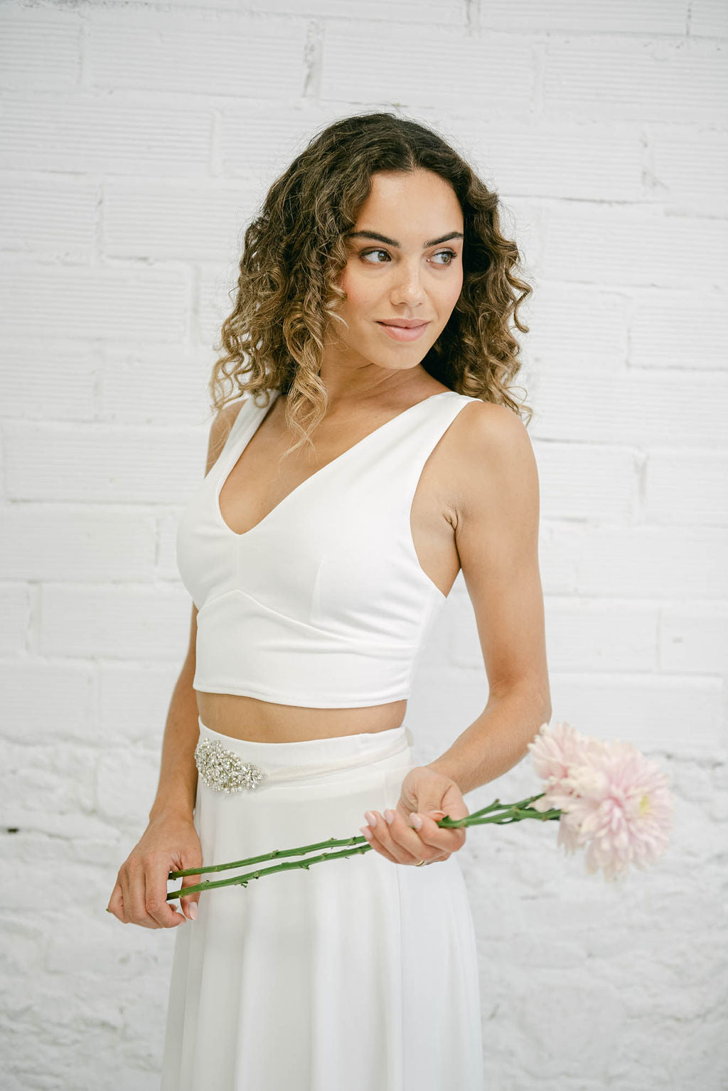 Wedding Dress with Short Top and Flowy Skirt - Mimètik