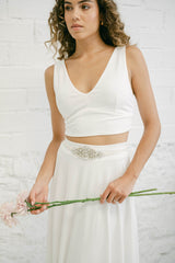 Wedding Dress with Short Top and Flowy Skirt - Mimètik