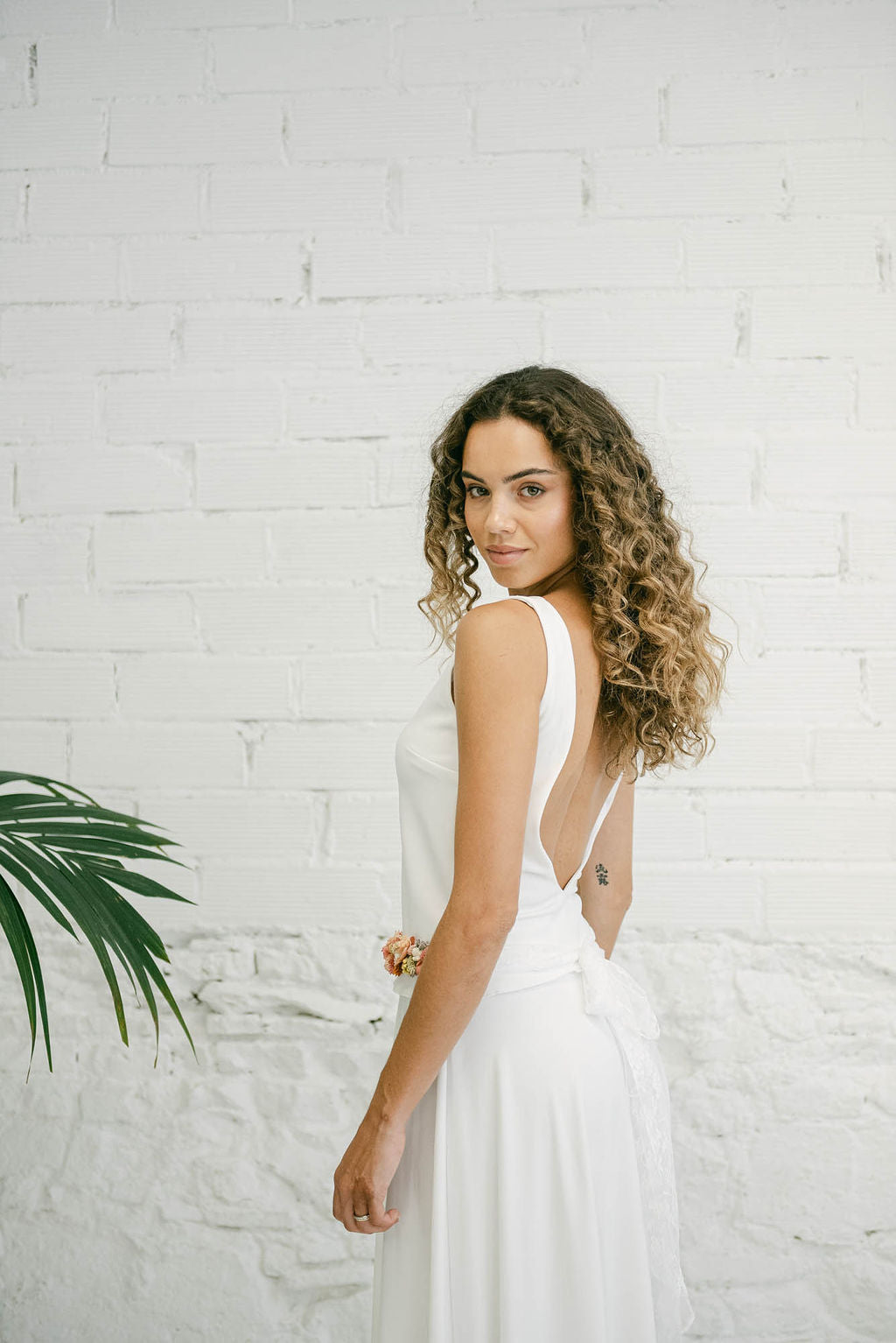Wedding Dress with Back Cut-Out Top and Long Voluminous Skirt