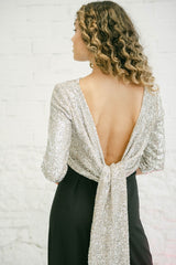 Vestido de Invitada Dos Piezas - Top de Lentejuelas Multiposición y Pantalón Largo Negro