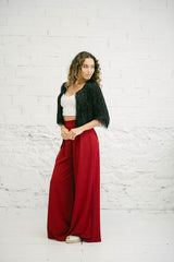 Vestido de Invitada Glam con Top de Lentejuelas, Pantalón Palazzo y Abrigo