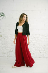 Vestido de Invitada Glam con Top de Lentejuelas, Pantalón Palazzo y Abrigo