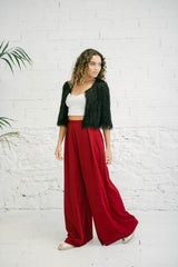 Vestido de Invitada Glam con Top de Lentejuelas, Pantalón Palazzo y Abrigo