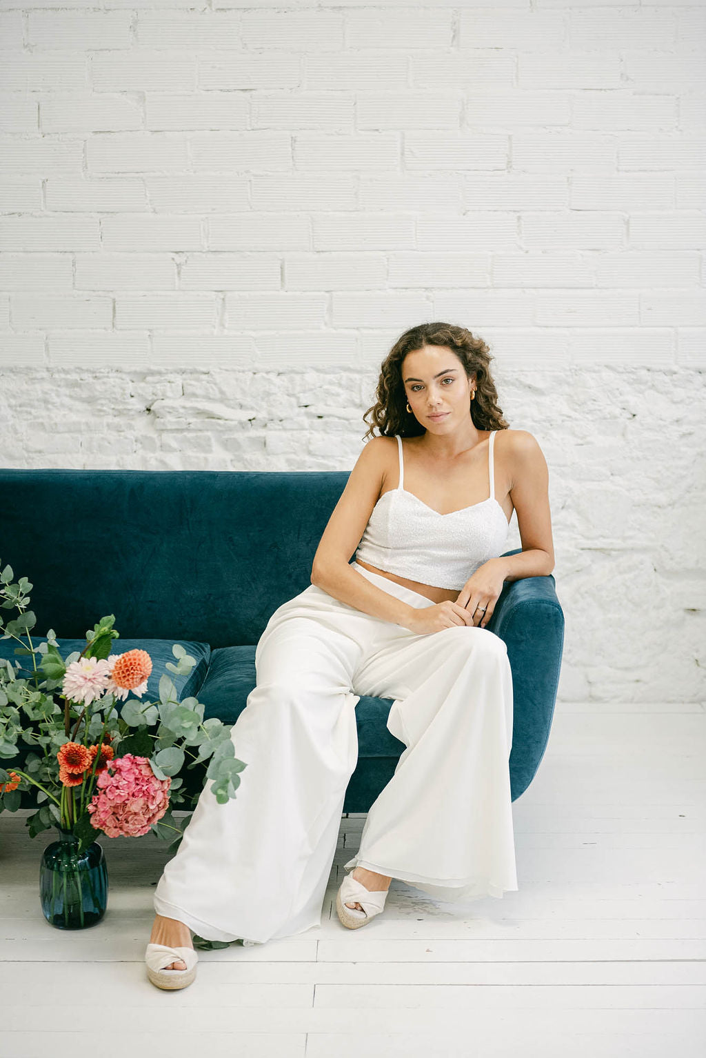 Wedding Dress with Strappy Top and Elegant Palazzo Pants