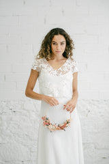 Vestido de Novia con Crop Top Bordado de Flores