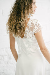 Vestido de Novia con Crop Top Bordado de Flores