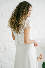 Vestido de Novia con Crop Top Bordado de Flores