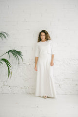 Wedding Dress with Long Sleeve Sequin Crop Top