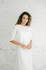 Wedding Dress with Long Sleeve Sequin Crop Top