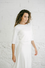 Wedding Dress with Long Sleeve Sequin Crop Top