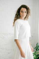 Wedding Dress with Long Sleeve Sequin Crop Top