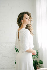 Wedding Dress with Long Sleeve Sequin Crop Top