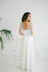 Vestido de Novia Largo de Tirantes y Bolero de Tul con Flores