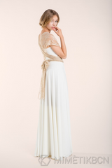 Romantico top cruzado de encaje dorado - Top convertible de novia