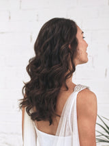Long White Sequin Dress with Bridal Wings