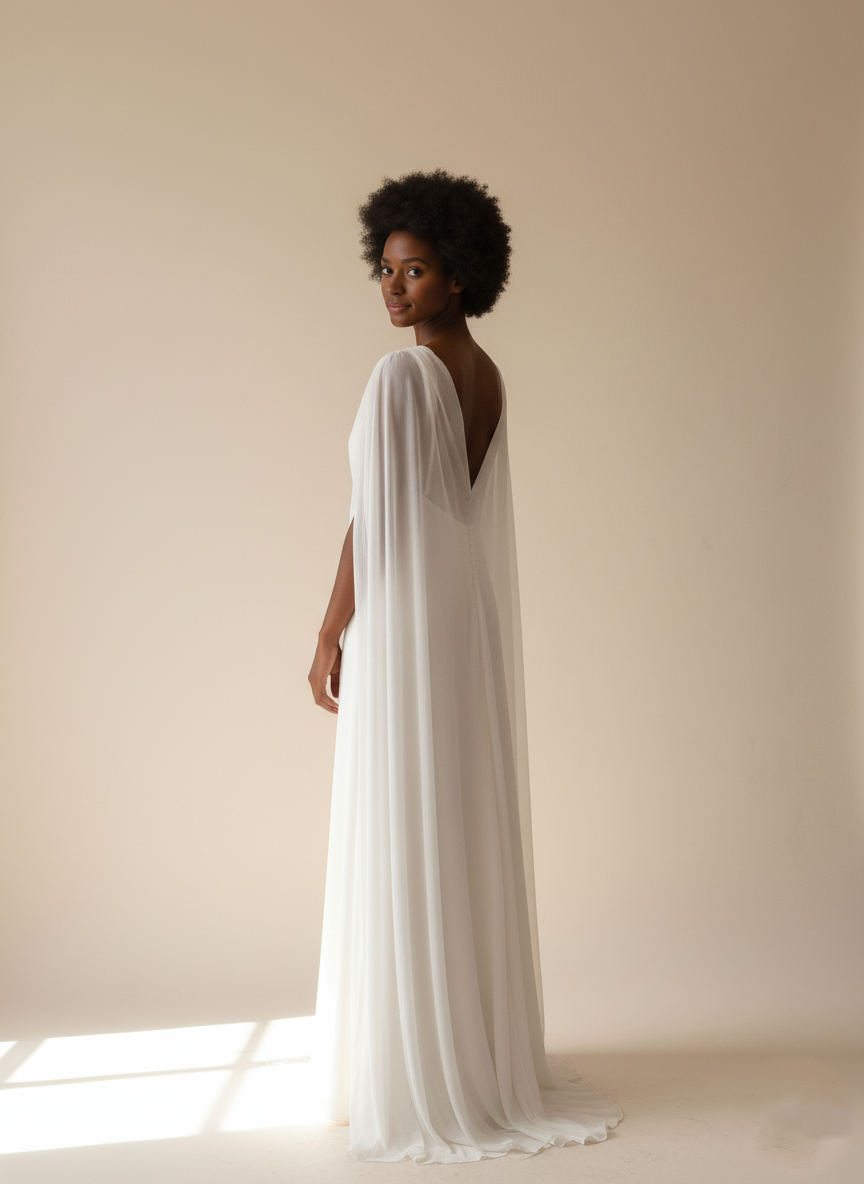 Capa de novia de bambula de seda | Capa boho para vestido de novia