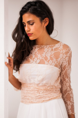 Rose quartz wedding top – Frida Lace Bolero