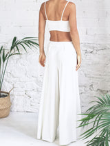 Wedding pant suit with sweetheart neckline