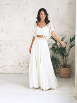 Greek style lace overdress for bride