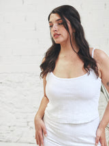 Top lencero en micro lentejuela blanca