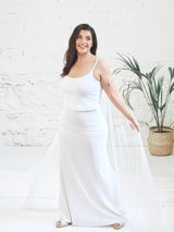 White Micro Sequin Wedding Dress with Tulle Wings