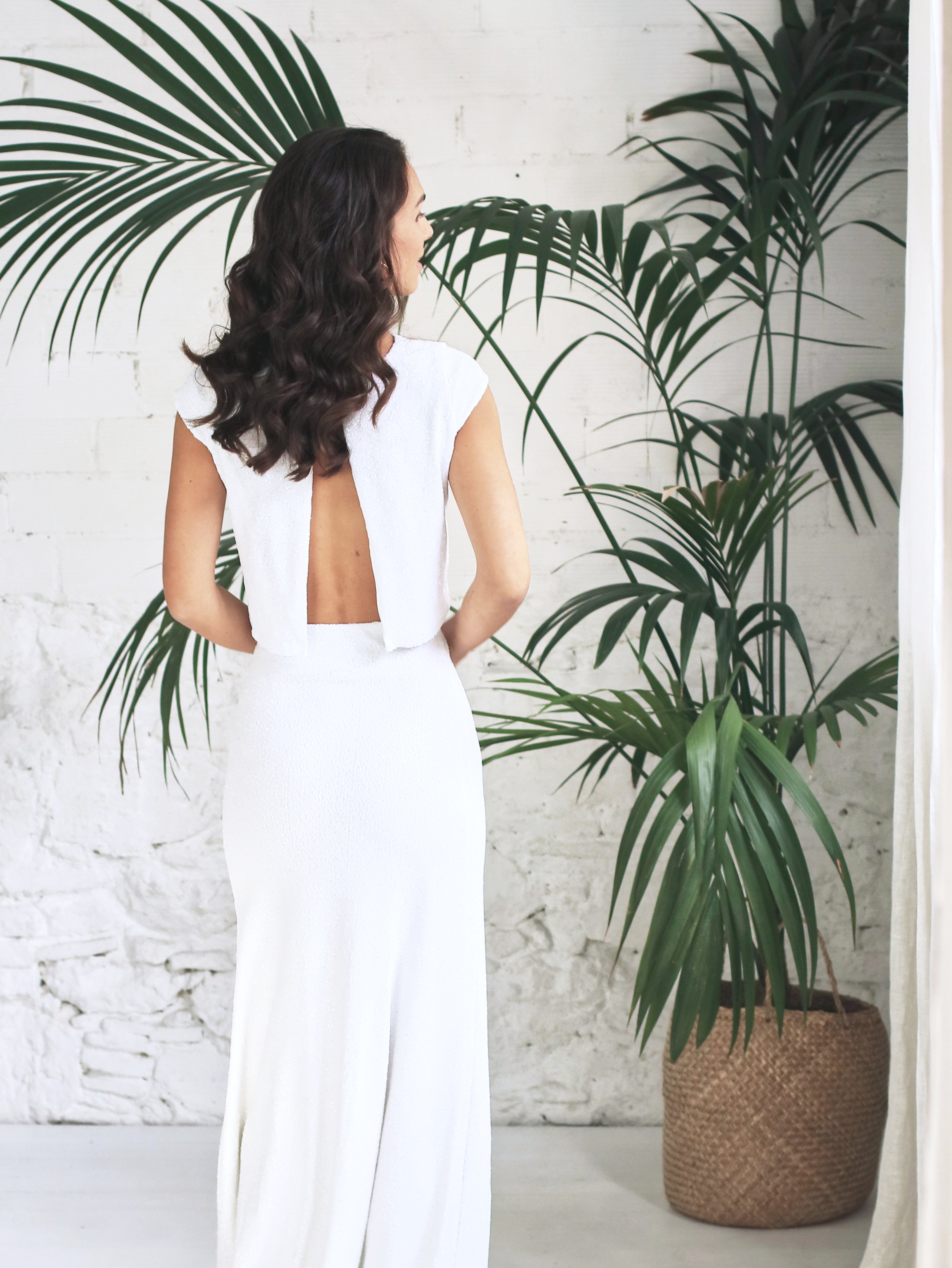 Vestido de Novia Sirena y Top de Microlentejuelas