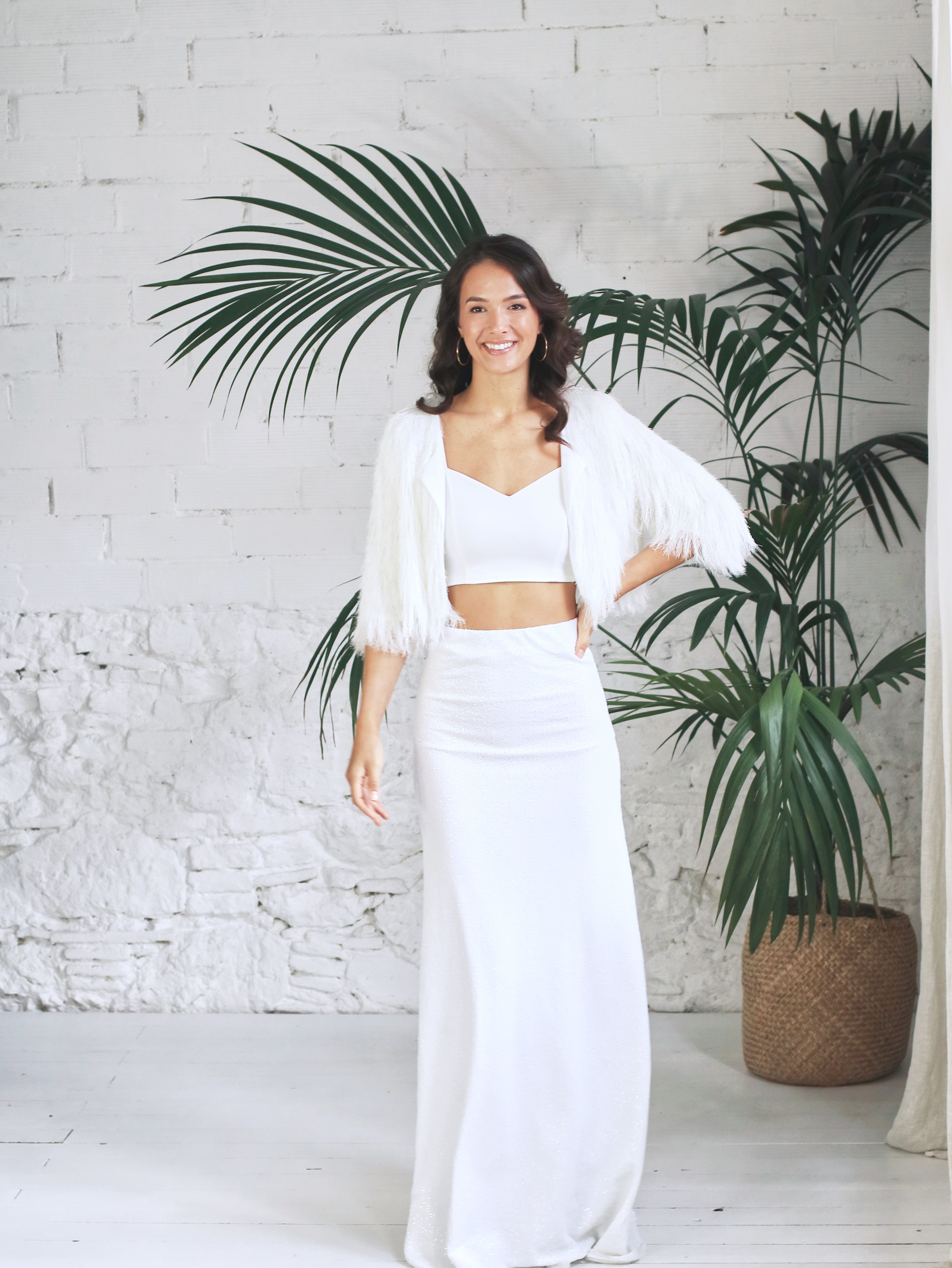 Vestido de Novia Sirena con Chaqueta Yeti Glam