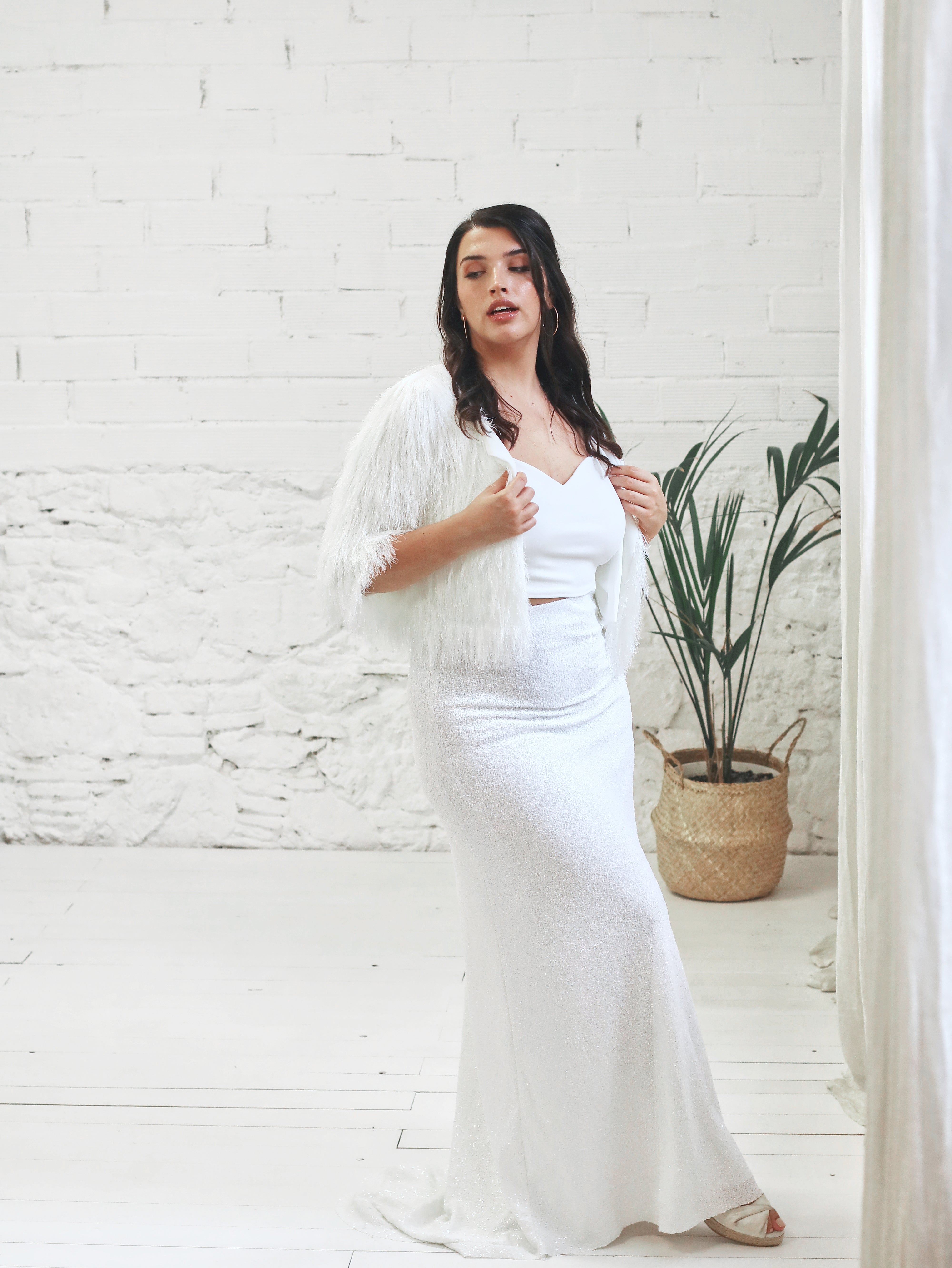 Vestido de Novia Sirena con Chaqueta Yeti Glam