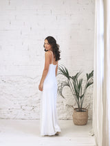 Long White Sequin Slip Dress - Donna