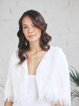 Long Dress with Micro Sequins and Short Fur Jacket