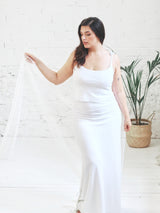 White Micro Sequin Wedding Dress with Tulle Wings