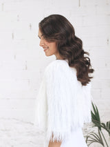 Long Dress with Micro Sequins and Short Fur Jacket