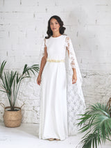Vestido de Novia con Capa de Encaje