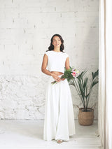 Micro Sequins Decorated Crop Top Bridal Dress