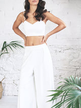 Wedding pant suit with sweetheart neckline