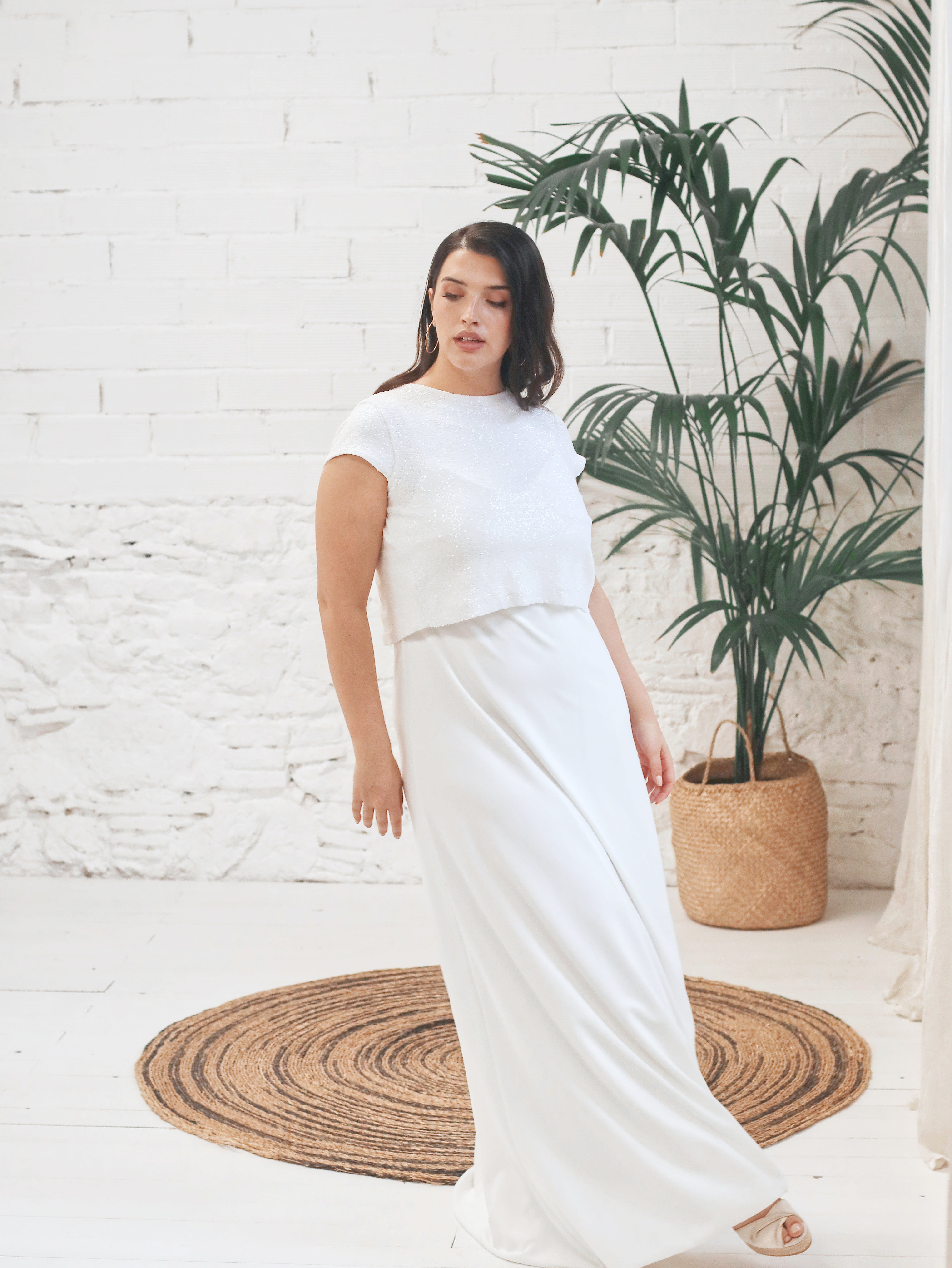 Vestido de Novia con Crop Top de Microlentejuelas