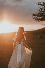 Wedding dress, boho wedding dress, golden lace bridal gown, open back, maxi lace gown, boho bridal gown, gold lace wedding dress