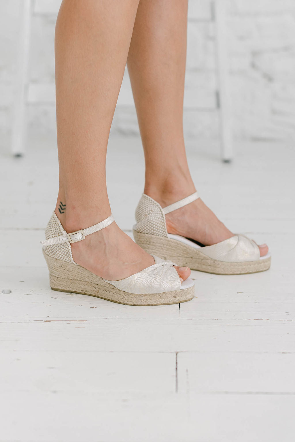 Cuñas de novia en yute para boda rústica y bohemia - Zapatos de novia Shell