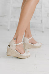 Cuñas de novia en yute para boda rústica y bohemia - Zapatos de novia Shell