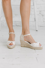 Alpargatas de boda hechas a mano en raso y yute - Zapatos de novia ivory