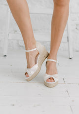 Alpargatas de boda hechas a mano en raso y yute - Zapatos de novia ivory