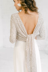 Long-sleeved sequin top for glam brides – Bolero Sequin